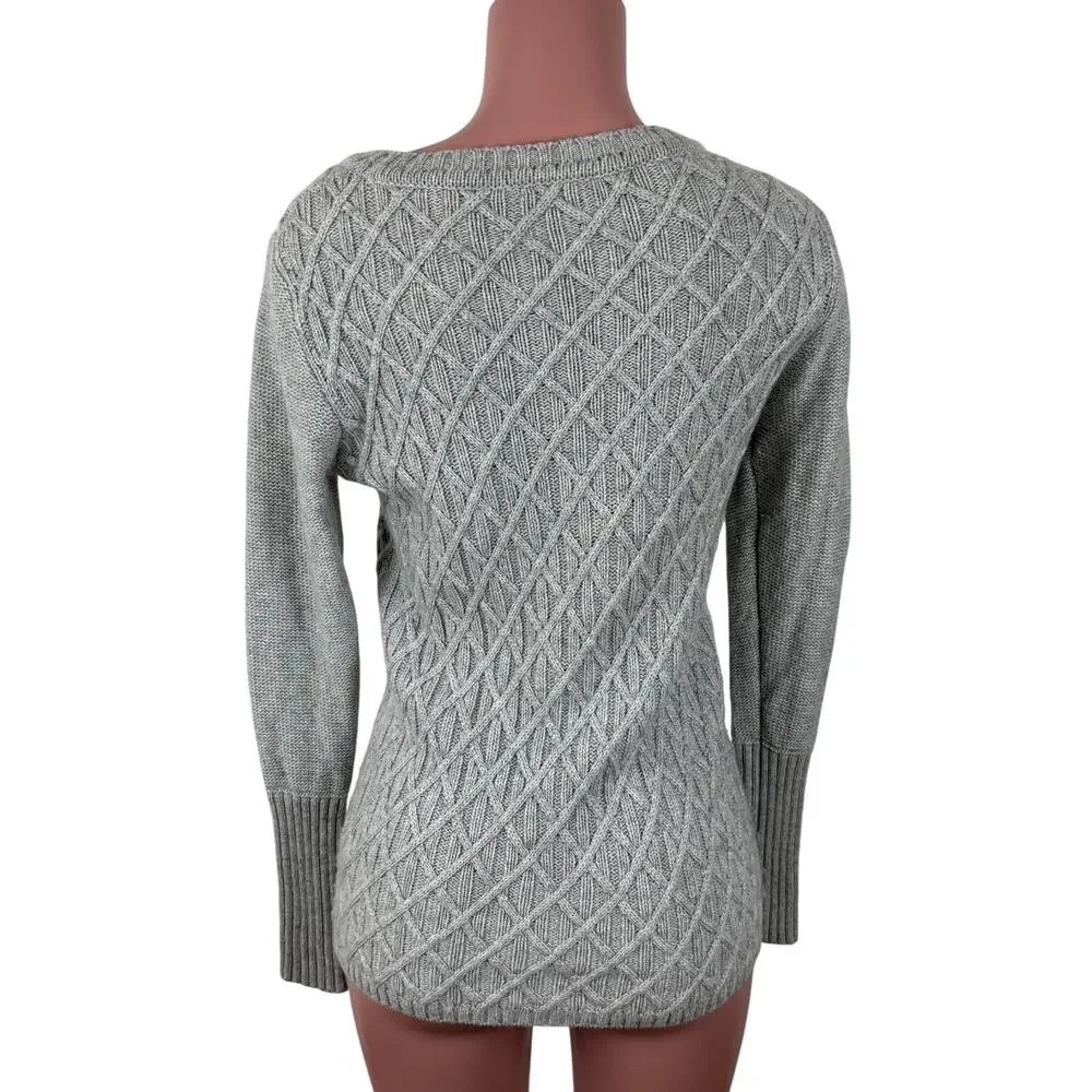 J. Crew Cable-knit tunic sweater Heather Gray Small Wool blend fisherman